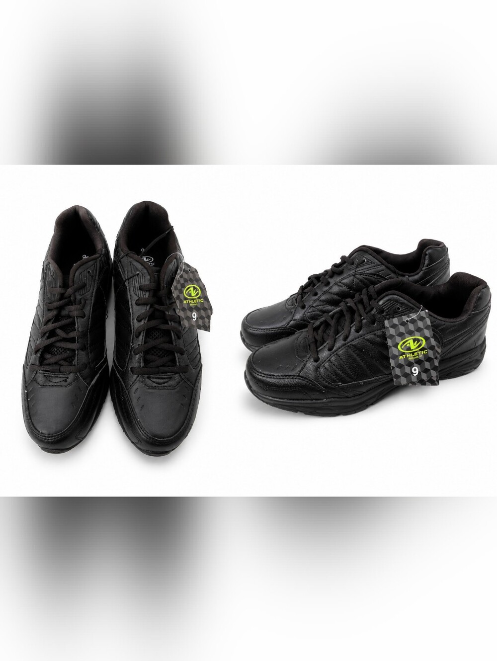 Athletic Works Men's Black Lace-Up Walking Sneakers